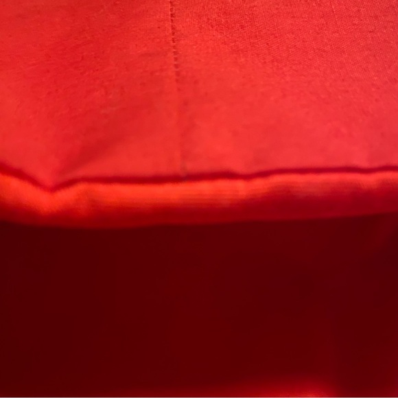 Handmade Patchwork Quilt Red Trim Baby Lap Throw Blanket Table Topper 48x48 - Picture 5 of 6